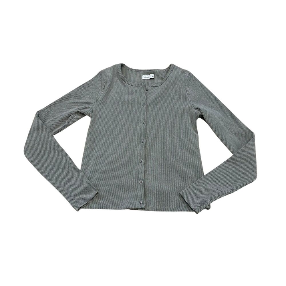 Hollister Ribbed Button Cardigan in Gray Size S